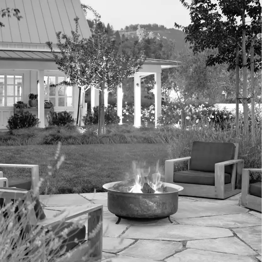 Outdoor Patio with Firepit and Chairs