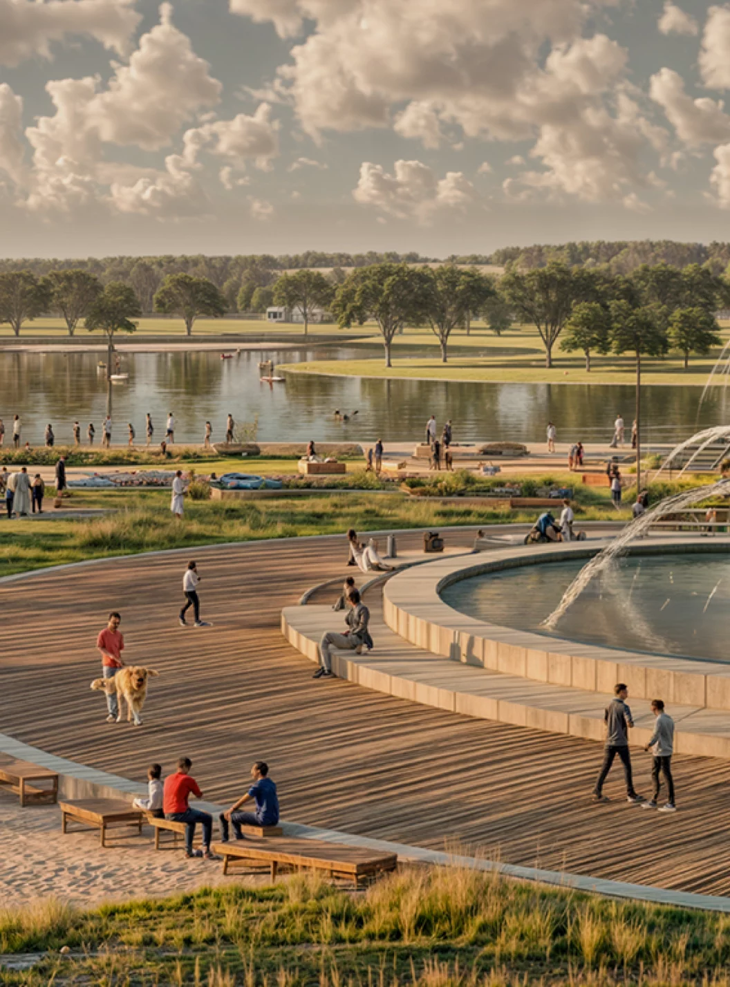 Walkalble lakeside space